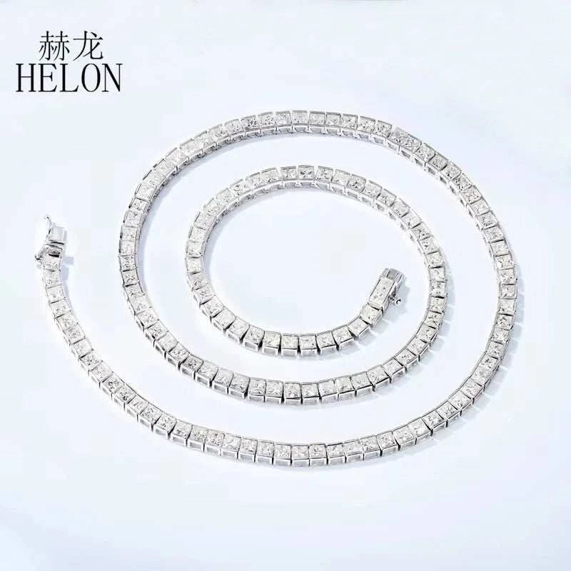 HELON Solid 14k AU585 White Gold Princess Cut 17 Carat Natural - The Sparkling Squirrels & Co. 