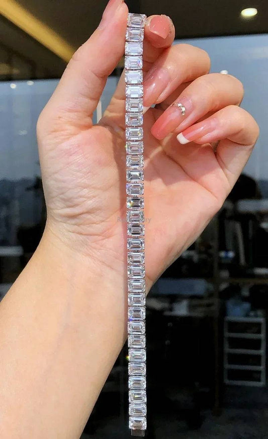 Ruif Customize 18k Gold about 1ct Emerald Cut Lab Grown Emerald Tennis Bralcelt for Women Wedding bangles Bracelets