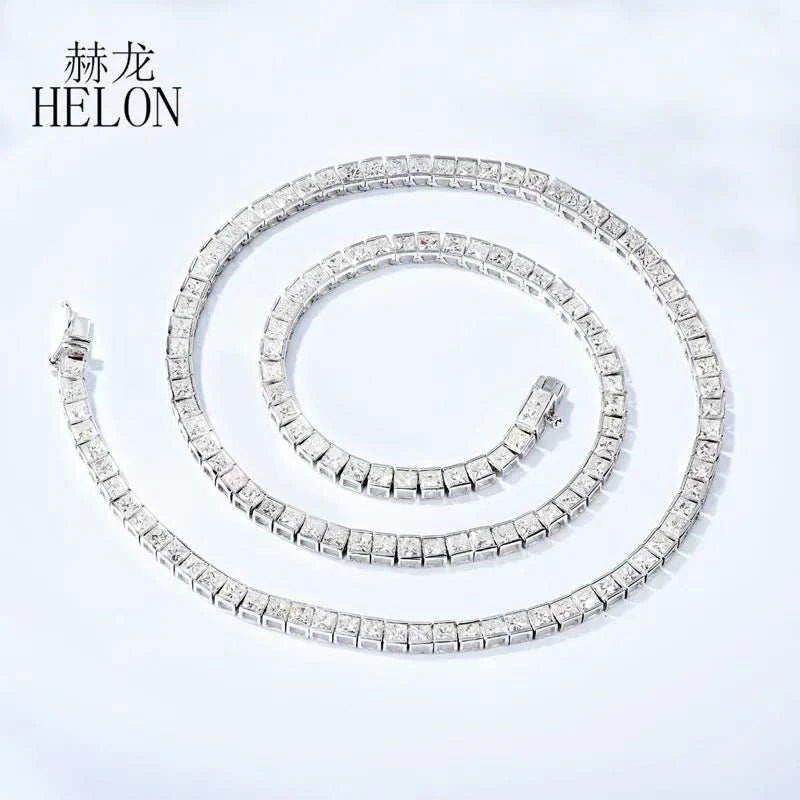 HELON Solid 14k AU585 White Gold Princess Cut 17 Carat Natural - The Sparkling Squirrels & Co. 
