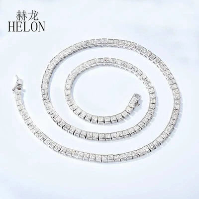 HELON Solid 14k AU585 White Gold Princess Cut 17 Carat Natural - The Sparkling Squirrels & Co. 