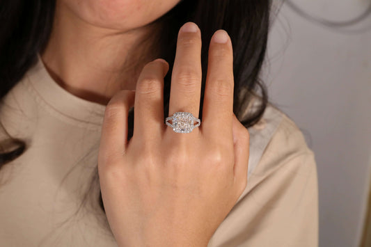 AEAW Jewelry IGI Cushion Cut Diamond Lab Created Vs1 F 5.0 Ct Solitaire Ring 14k White Gold 0.75ctw Engagement Ring For Woman