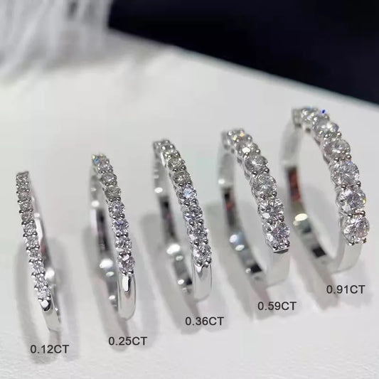 Natural Diamond Wedding Band for Women – 18K White Gold, Prong Setting