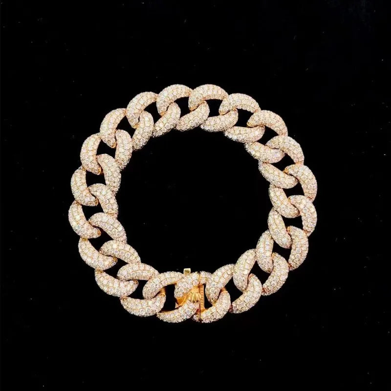 Three-dimensional three-row bracelet 18K gold diamond bracelet real - The Sparkling Squirrels & Co. 