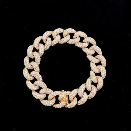 Three-dimensional three-row bracelet 18K gold diamond bracelet real - The Sparkling Squirrels & Co. 
