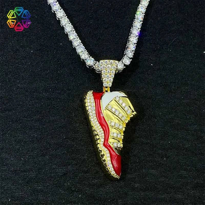 Diamond hair new personalized shoes pendant 925 silver moissanite inlaid with European and American trendy brands men's hip-hop - The Sparkling Squirrels & Co. 