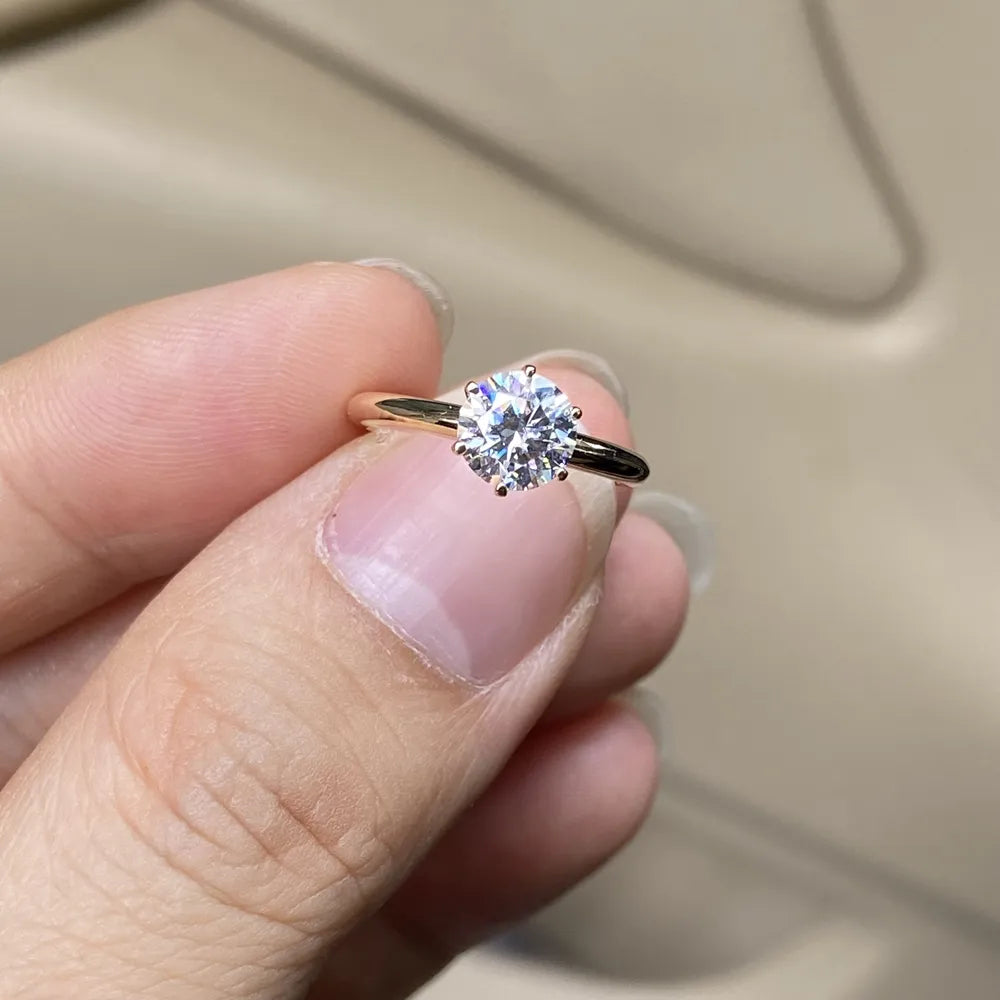 Anello di fidanzamento Meisidian in oro bianco massiccio 18 carati con diamanti FG VS Lab CVD da 1,2 carati per donna
