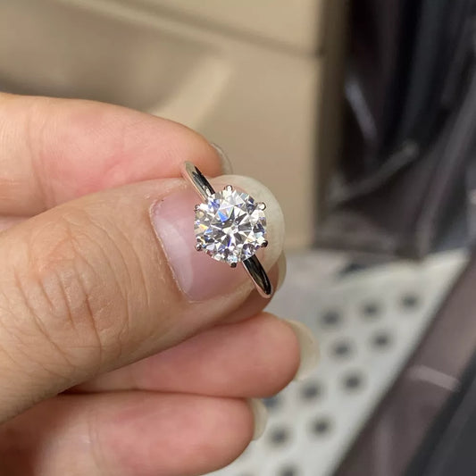 Anello di fidanzamento Meisidian in oro bianco massiccio 18 carati con diamanti FG VS Lab CVD da 1,2 carati per donna