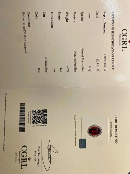 JHY25 Red Tourmaline About 7.7ct Pure 18K Gold Jewel Natural Pink Tourmaline Gemstones Diamonds Female Rings for Women Fine Ring - The Sparkling Squirrels & Co. 
