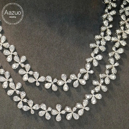 Seraphine’s Starflower 10 ct diamond white gold necklace with floral-shaped diamond clusters on an elegant chain