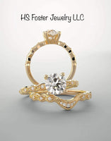 Yellow Gold Bridal Set Featuring Natural Diamonds. - The Sparkling Squirrels & Co. 