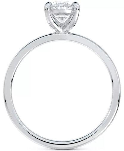 14K white gold ring with 5/8 ct oval-cut diamond solitaire in a rhodium-finished setting