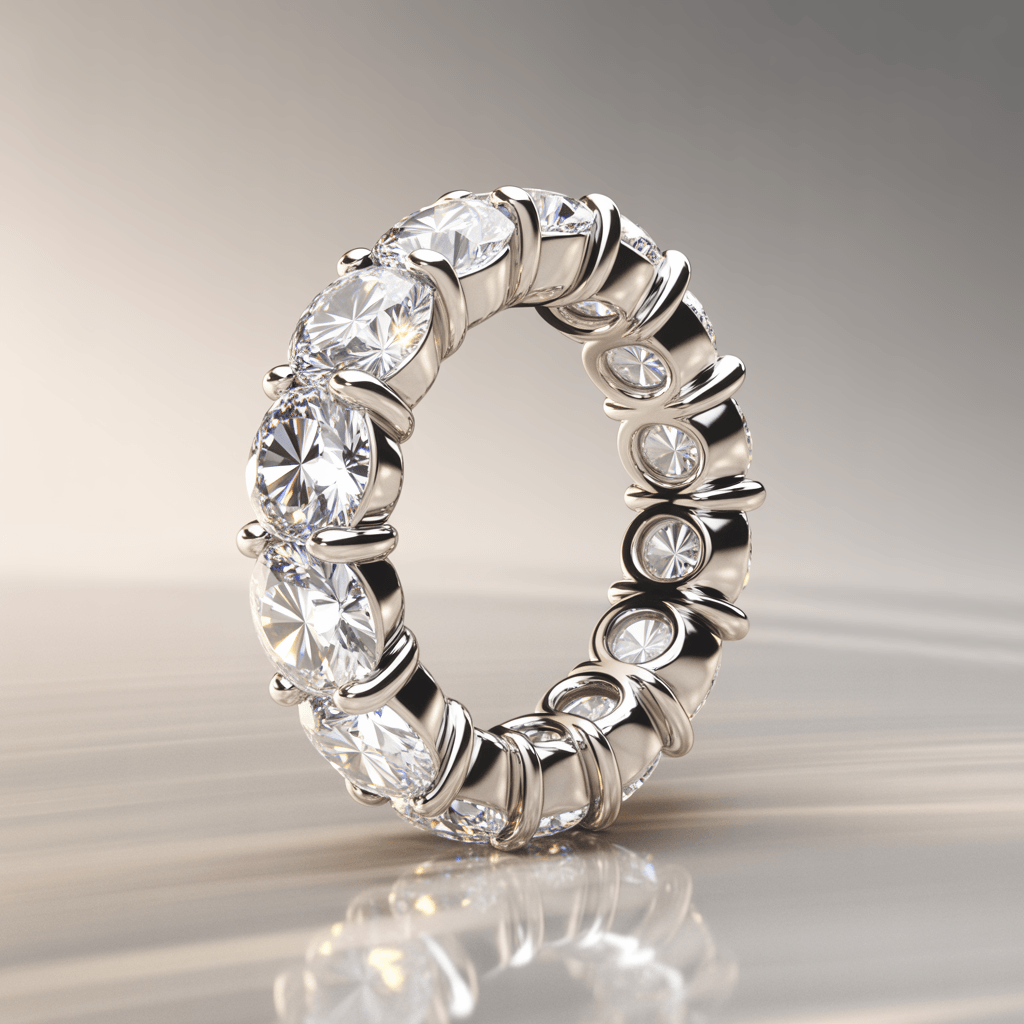 Elessar Circle eternity ring in 14k white gold with continuous lab-grown diamonds, symbolizing eternal love and light.