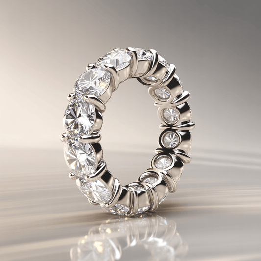 Elessar Circle eternity ring in 14k white gold with continuous lab-grown diamonds, symbolizing eternal love and light.