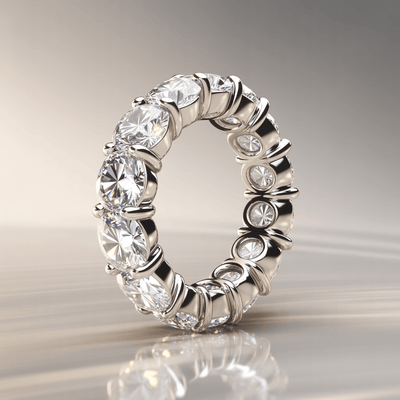 Elessar Circle eternity ring in 14k white gold with continuous lab-grown diamonds, symbolizing eternal love and light.