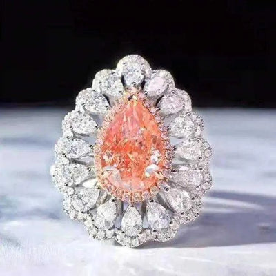Wholesale Luxury 18k Real Gold Natural Diamond Jewelry 2.0ct Natural VS Pink Diamond Necklace Pendant Ring Dual Use - The Sparkling Squirrels & Co. 