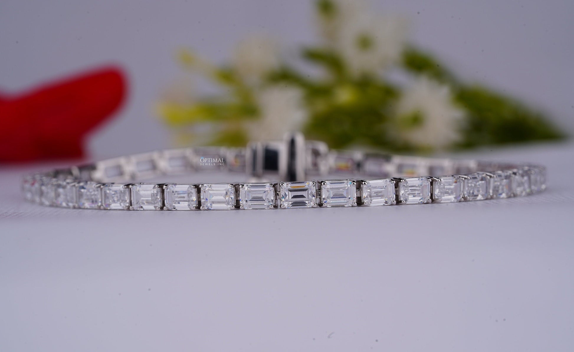 Stunning Emerald Cut Lab Grown Diamond 8.00 Ctw White Gold Tennis - The Sparkling Squirrels & Co. 