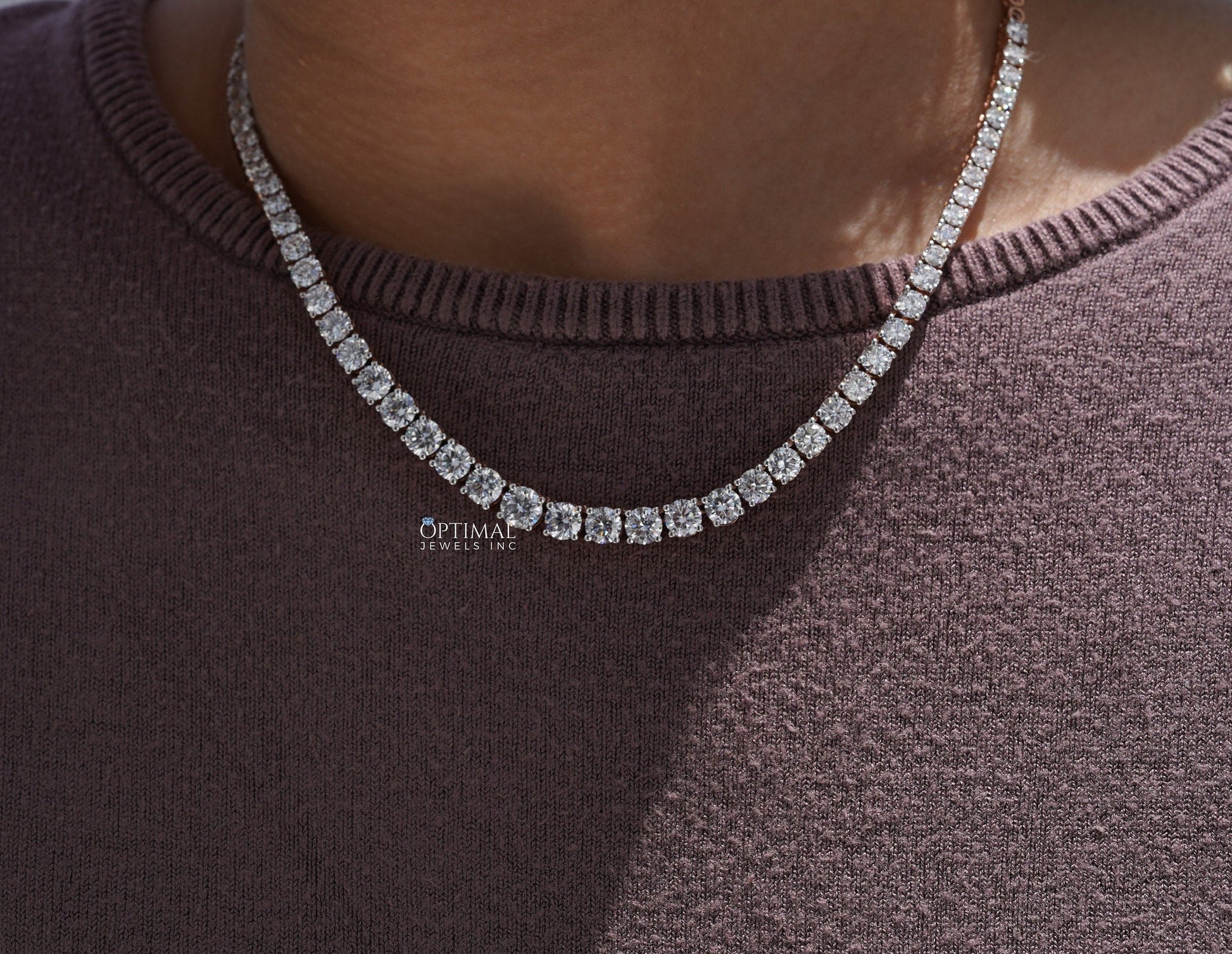 Elegant Gold Necklace Featuring Brilliant Round-Cut Diamond, 15.00 Ctw - The Sparkling Squirrels & Co. 