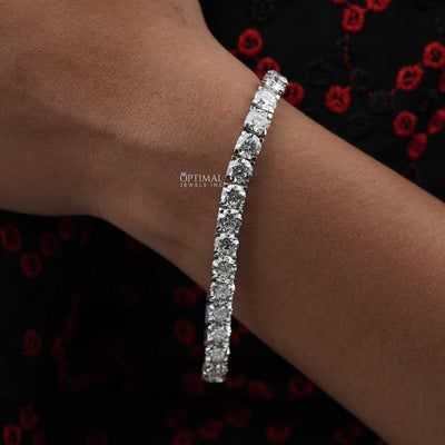 Round Lab Diamond Tennis Bracelet, 23.00 CTW Round Cut Lab-Grown - The Sparkling Squirrels & Co. 