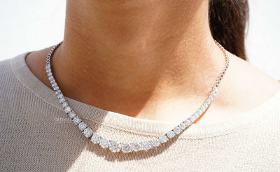 Stunning Cluster Diamond Necklace 15.50 Ctw Round Cut Lab-Grown - The Sparkling Squirrels & Co. 