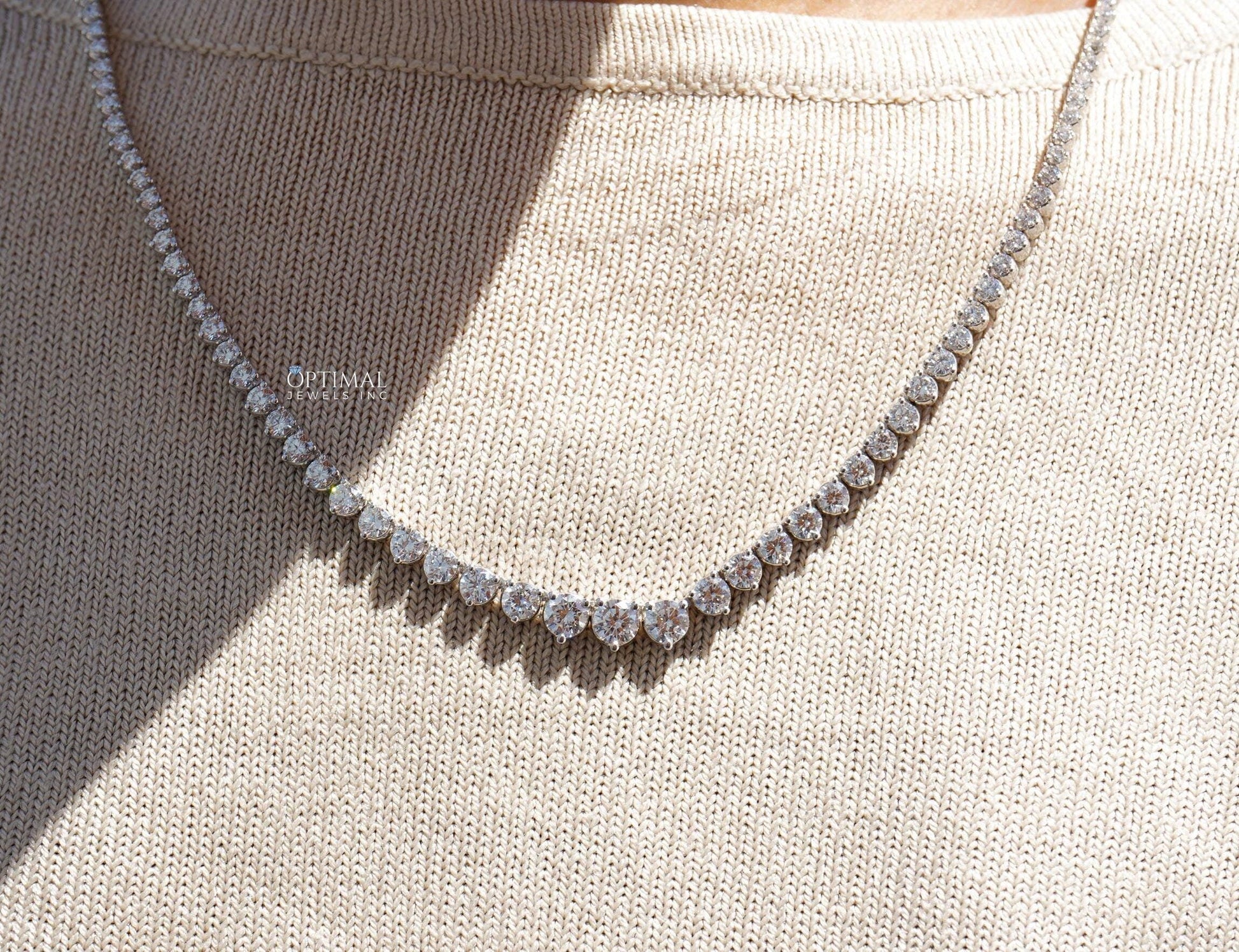 Gorgeous Round Lab Grown Diamond Necklace 20.50 CT Tennis Necklace, - The Sparkling Squirrels & Co. 