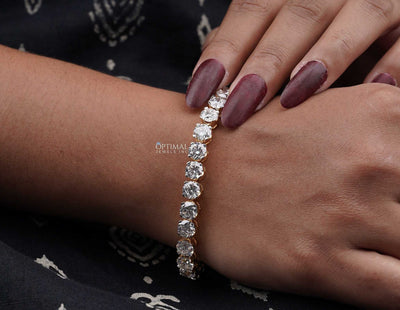 Unique Round Cut Lab Diamond Eternity Bracelet, 23.00 CTW Lab-Grown - The Sparkling Squirrels & Co. 