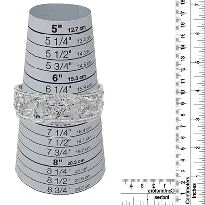 18K White Gold 3 1/4 Cttw Pave Diamond Openwork Floral Filigree Swirl Bangle Cuff Bracelet (H-I Color, VS2-SI1 Clarity)-4