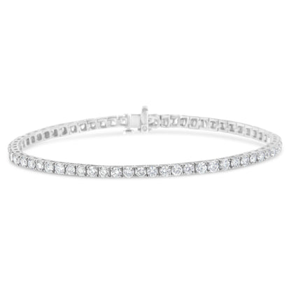 IGI certified diamond 14K white gold 7-inch tennis bracelet with round cut diamonds in four prong settings
