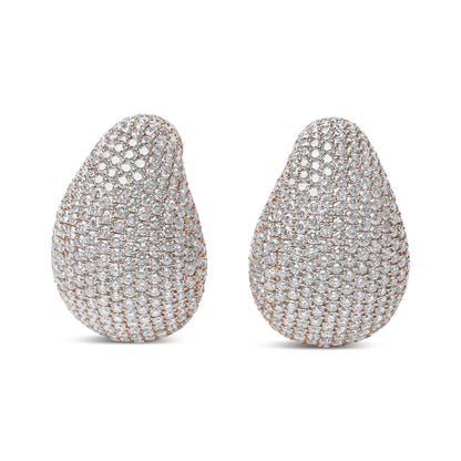 18K Rose Gold 13 1/5 Cttw Micro-Pave Diamond Sculptural Design Statement Omega Back Earrings (G-H Color, SI1-SI2 Clarity)-2