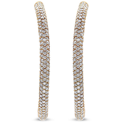 18K Rose Gold 6.90 Cttw Pave Set Diamond Inside Out Eternity Hoop Earrings (F-G Color, VS1-VS2 Clarity)-1