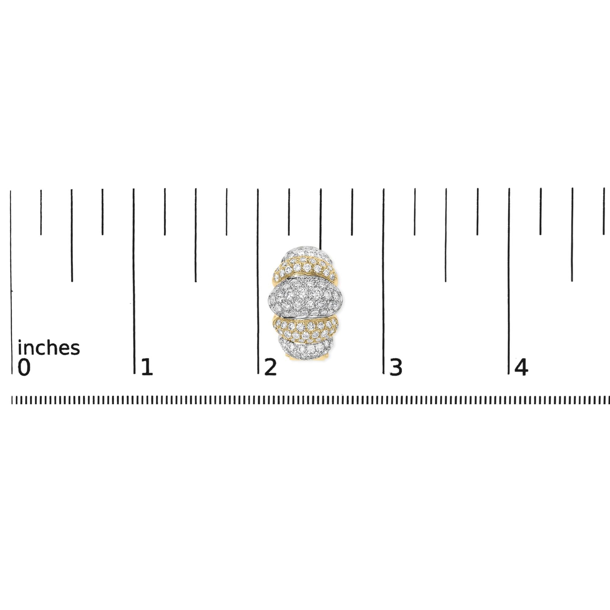 18K Two-Toned Gold 5.00 Cttw Diamond Three-tier Domed Button Omega Back Earrings (G-H Color, VS2-SI1 Clarity)-4