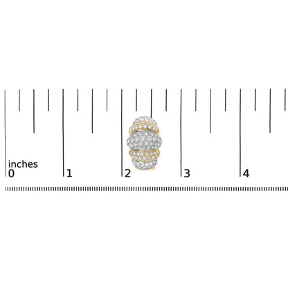 18K Two-Toned Gold 5.00 Cttw Diamond Three-tier Domed Button Omega Back Earrings (G-H Color, VS2-SI1 Clarity)-4