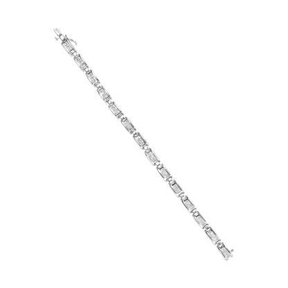 14K White Gold 3.0 Cttw Invisible Set Princess Cut Diamond Link and Buckle 7.25" Tennis Bracelet (I-J Color, I1-I2 Clari - The Sparkling Squirrels & Co. 