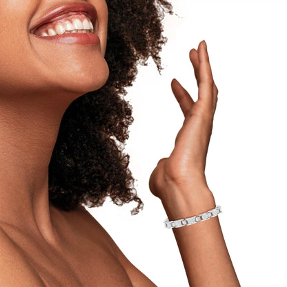 14K White Gold 5.0 Cttw Princess Cut Diamond Invisible Set Alternating Size D Shaped Links Tennis Bracelet (H-I Color, S - The Sparkling Squirrels & Co. 
