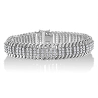 14K white gold tennis bracelet with 5.0 carat round brilliant cut diamonds and S-shaped links