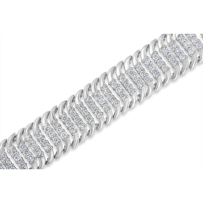 14K White Gold 5.0 Cttw Round Brilliant Cut Diamond 7" S Wave Serpentine Tennis Bracelet (H-I Color, I1-I2 Clarity) - The Sparkling Squirrels & Co. 
