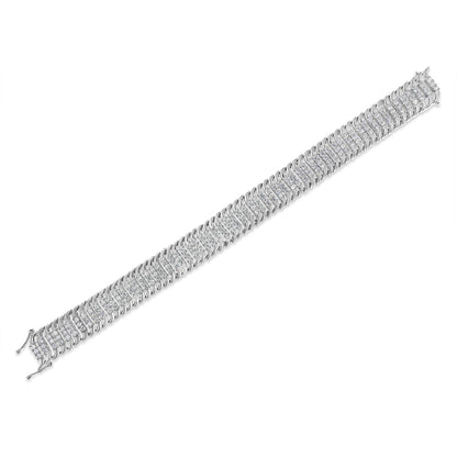 14K White Gold 5.0 Cttw Round Brilliant Cut Diamond 7" S Wave Serpentine Tennis Bracelet (H-I Color, I1-I2 Clarity) - The Sparkling Squirrels & Co. 