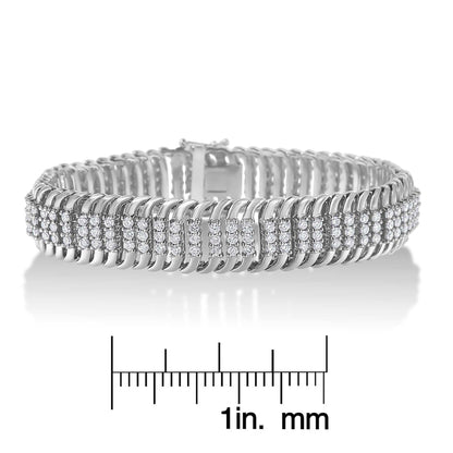 14K White Gold 5.0 Cttw Round Brilliant Cut Diamond 7" S Wave Serpentine Tennis Bracelet (H-I Color, I1-I2 Clarity) - The Sparkling Squirrels & Co. 