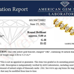 AGS Certified 18K Yellow Gold 5.00 Cttw 