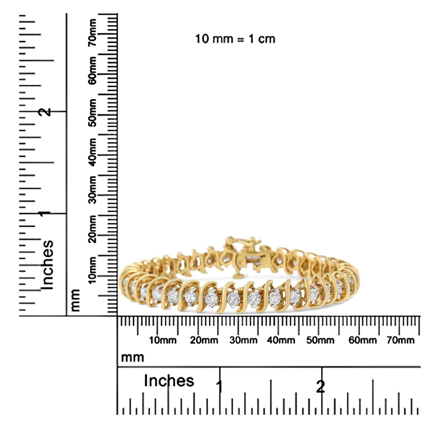 AGS Certified 18K Yellow Gold 5.00 Cttw "S" Link Wrapped 2-Prong Set Round Brilliant Diamond Tennis Bracelet (G-H Color, - The Sparkling Squirrels & Co. 