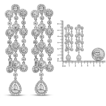 18K White Gold 4 3/4 Cttw Diamond Double Teardrop Waterfall Dangle Earrings (H-I Color, VS1-VS2 Clarity) - The Sparkling Squirrels & Co. 