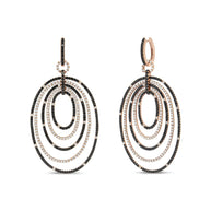 18K Rose Gold 5.00 Cttw Round Black and White Diamond Graduated Hoop Dangle Earrings (Black and F-G Color, VS1-VS2 Clari - The Sparkling Squirrels & Co. 