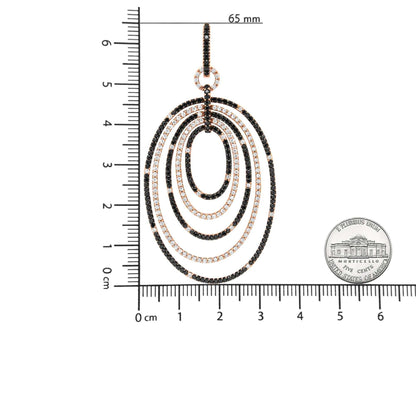 18K Rose Gold 5.00 Cttw Round Black and White Diamond Graduated Hoop Dangle Earrings (Black and F-G Color, VS1-VS2 Clari - The Sparkling Squirrels & Co. 