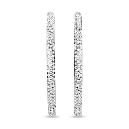 18K White Gold 2.00 Cttw Round-Cut Diamond Inner-Outer Hoop Earrings (F-G Color, VS1-VS2 Clarity) - The Sparkling Squirrels & Co. 