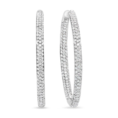 18K White Gold 2.00 Cttw Round-Cut Diamond Inner-Outer Hoop Earrings (F-G Color, VS1-VS2 Clarity) - The Sparkling Squirrels & Co. 