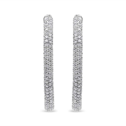 18K White Gold 2 1/3 Cttw Pave Set Diamond Semi Eternity Leverback Hoop Earrings (F-G Color, VS1-VS2 Clarity) - The Sparkling Squirrels & Co. 