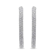 18K White Gold 2 1/3 Cttw Pave Set Diamond Semi Eternity Leverback Hoop Earrings (F-G Color, VS1-VS2 Clarity) - The Sparkling Squirrels & Co. 