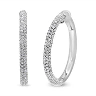 18K White Gold 2 1/3 Cttw Pave Set Diamond Semi Eternity Leverback Hoop Earrings (F-G Color, VS1-VS2 Clarity) - The Sparkling Squirrels & Co. 