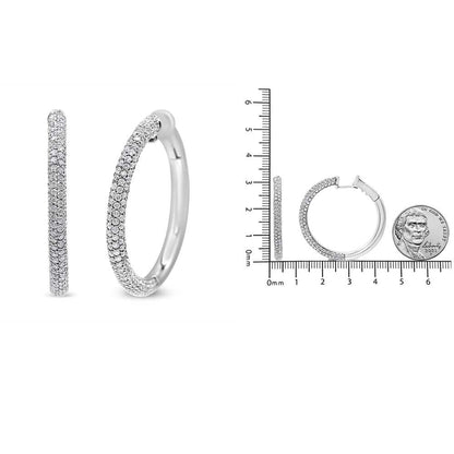 18K White Gold 2 1/3 Cttw Pave Set Diamond Semi Eternity Leverback Hoop Earrings (F-G Color, VS1-VS2 Clarity) - The Sparkling Squirrels & Co. 