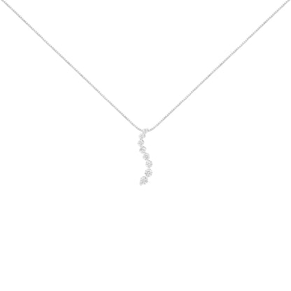 AGS Certified 14k White Gold 3.0 Cttw Baguette and Brilliant Round-Cut Diamond Journey 18" Pendant Necklace (F-G Color, - The Sparkling Squirrels & Co. 
