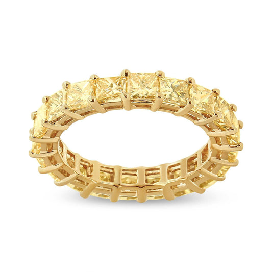 Princess cut diamond eternity band ring with 20 natural diamonds set in 14K yellow gold shared prong setting